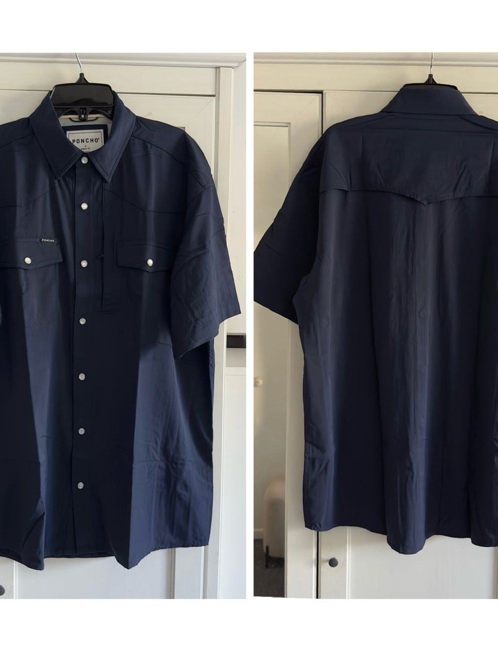 Poncho The Del Mar Short Sleeve Shirt in Navy Men's Size Medium Regular Fit